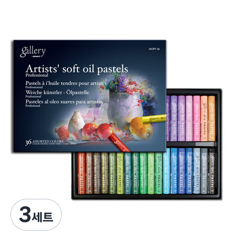 문교 소프트 오일 파스텔 지함 MOPV-36, 36색, 3세트
