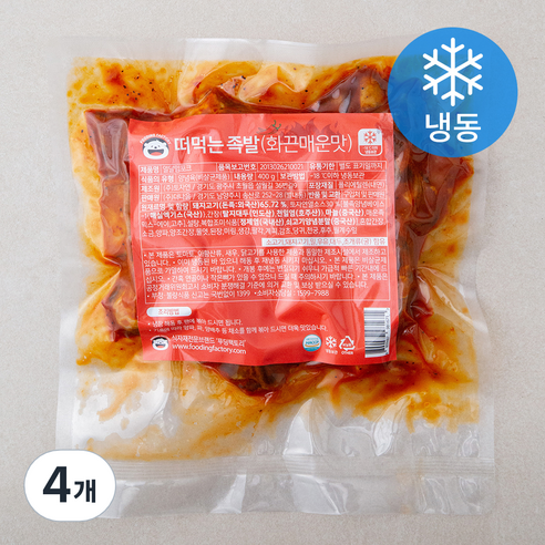 푸딩팩토리 열달임포크 떠먹는 족발 화끈 매운맛 (냉동), 400g, 4개