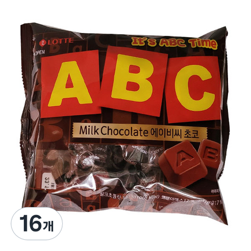 롯데제과 에이비씨 초콜릿, 187g, 16개