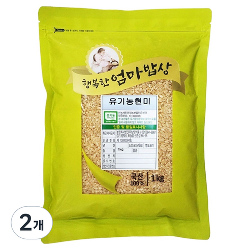 행복한엄마밥상 유기농 현미, 1kg, 2개