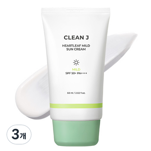 제이숲 클린제이 어성초 마일드 선크림 SPF50+ PA++++, 60ml, 3개