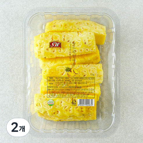 에스앤더블유 골드 파인애플, 1kg, 2개