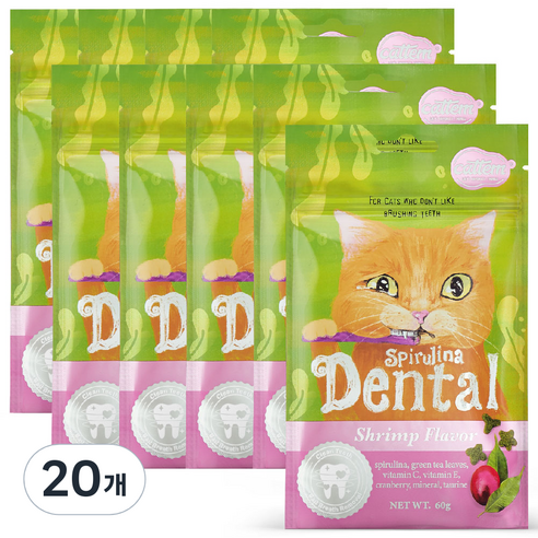 캣템 스피루리나 고양이 덴탈 간식, 쉬림프, 60g, 20개