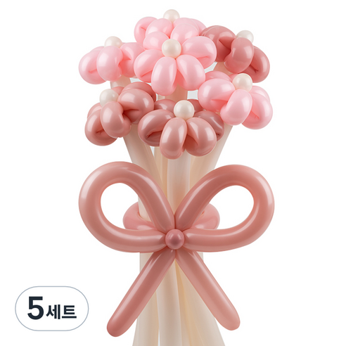 셈퍼텍스 요술풍선 데이지 튤립 꽃다발 만들기 세트, 핑크로즈 2색혼합, 5세트