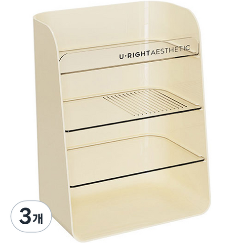 에버하우스 다용도 테이블 화장품 정리 4단 수납함, 3개, 아이보리