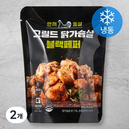 한끼통살 그릴드 닭가슴살 블랙페퍼 (냉동), 100g, 2개
