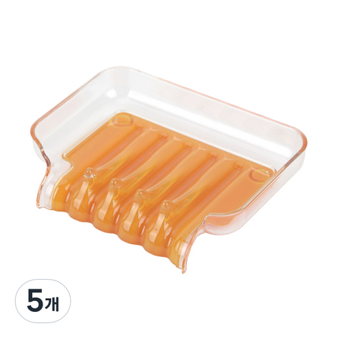 새드리 물 잘빠지는 비누받침, 오렌지, 5개