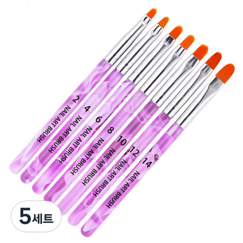 마블 네일브러쉬 7종 세트 KN-B3004, 5세트, 마블핑크