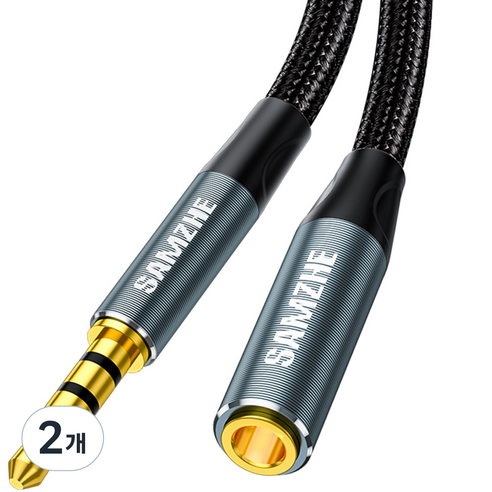 삼지 TRRS 4극 AUX 오디오 연장 케이블 3.5mm, 2개, 0.5m