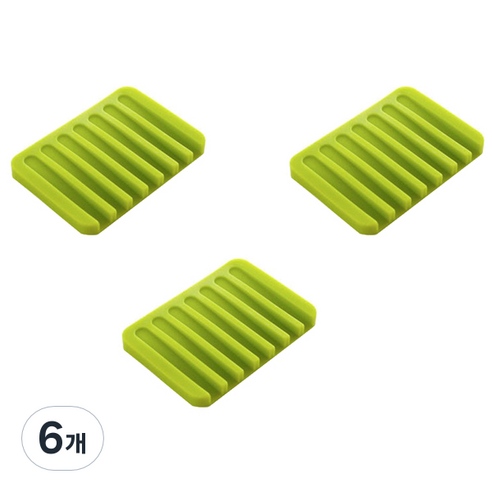블럭마트 모던 실리콘 비누받침, 그린, 6개