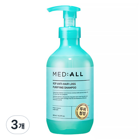 메디올 알씨피 안티 헤어로스 퓨리파잉 샴푸, 480ml, 3개