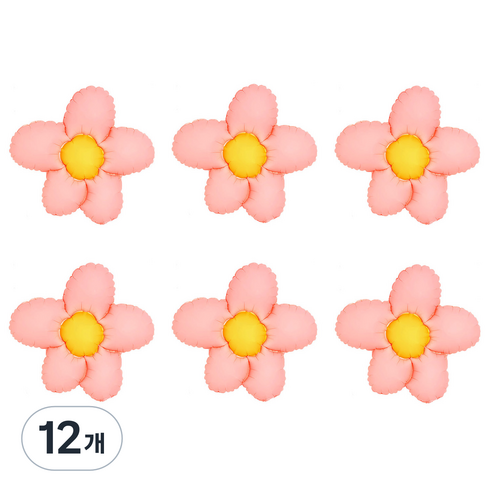 조이파티 은박풍선 큐티플라워 2p, 핑크, 12개