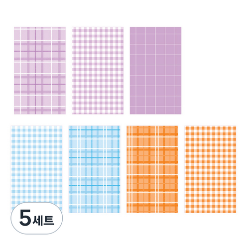 아이씨엘디자인 다꾸 배경 메모지 플레인 체크 7종 x 10p 세트, B, 5세트