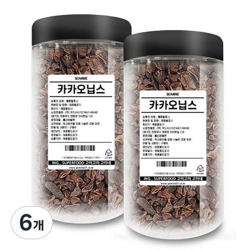 고미네 페루산 카카오닙스 통, 200g, 6개