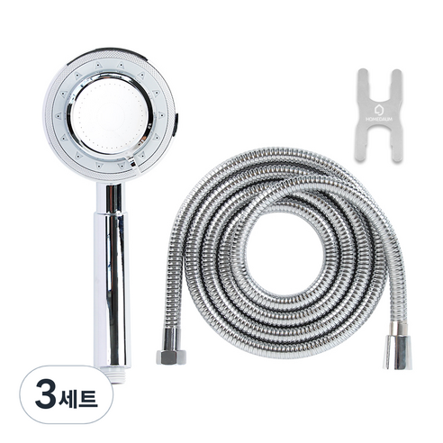 홈다움 3기능 마사지 샤워기 헤드 + 2m샤워호스, 3세트