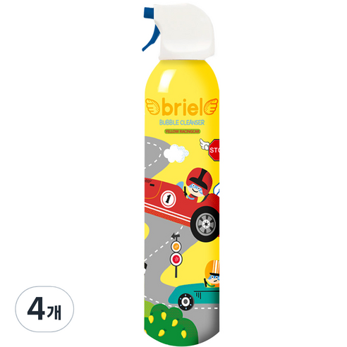 디보트브리엘 유아용 옐로우 레이싱카 버블 클렌저 누들타입 망고향, 200ml, 4개
