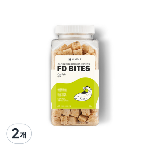 허글 에프디바이츠 반려견 반려묘 동결건조간식, 대구, 55g, 2개