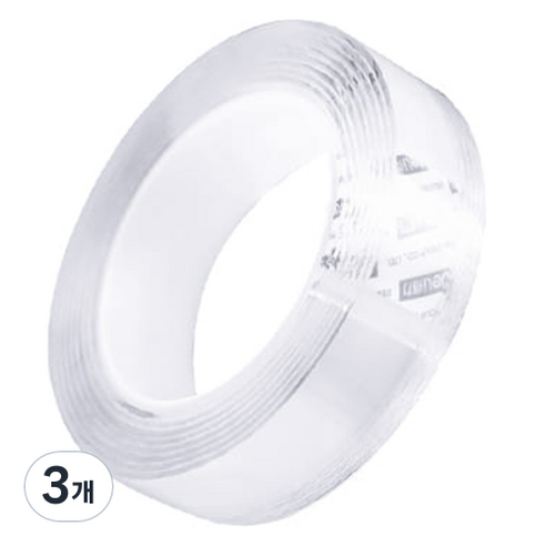 델리 착붙 투명 실리콘 양면테이프 2mm, 3개