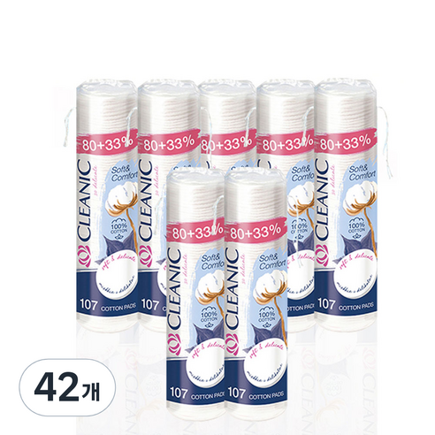 클레아닉 Pro Silk 소프트 앤 컴포트 화장솜, 107매입, 42개