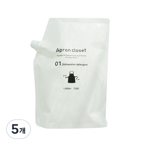 에이프런클로젯 식기세척기 세제 리필, 1000ml, 5개