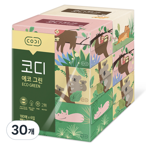 코디 에코그린 각티슈 2겹, 180매, 30개