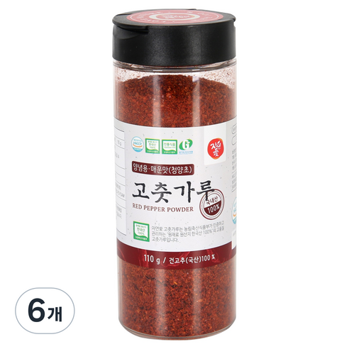 자연애고춧가루 청양 양념용 고춧가루 PET, 6개, 110g