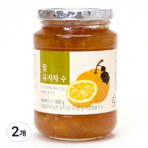 초록원 유자차, 550g, 1개입, 2개