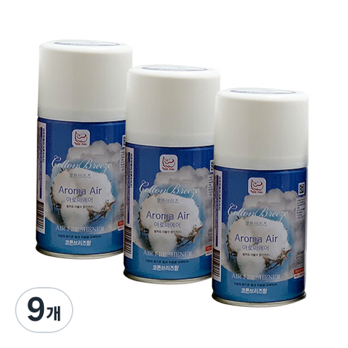 아로마에어 실내용 방향제 코튼브리즈, 280ml, 9개