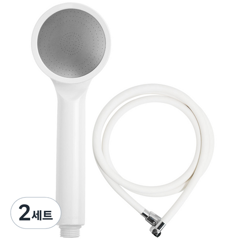 바스템 리워터 퓨어 수압상승 샤워기 + PVC 샤워줄 2m 세트, 2세트, 화이트(샤워기), 크림(샤워줄)
