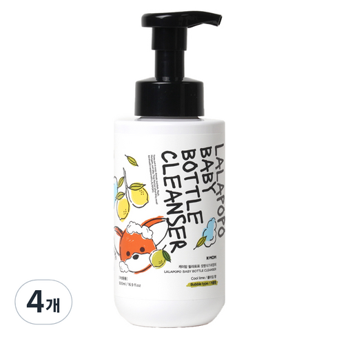 케이맘 랄라포포 유아용 젖병식기 세정제 거품형, 500ml, 4개