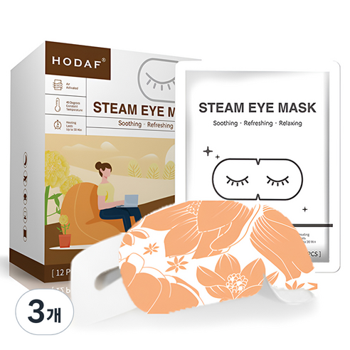 호다프 비슬립 릴렉싱 스팀 아이 마스크 루테인향, 12개입, 3개