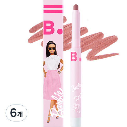 바닐라코 바비 에디션 스머징 립 펜슬 0.8g, PK01 누드 로즈, 6개