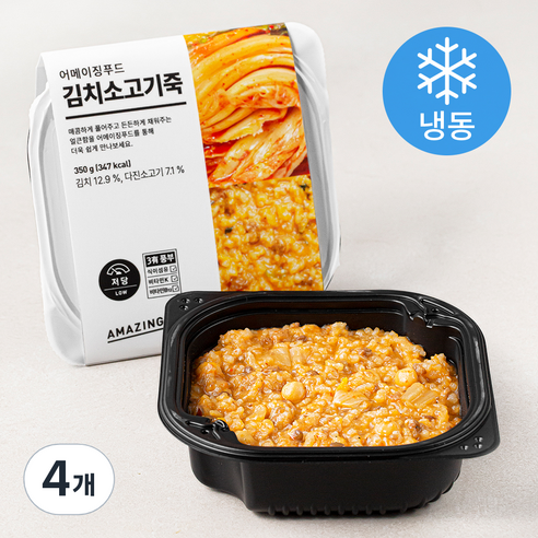 어메이징푸드 김치소고기죽 (냉동), 350g, 4개