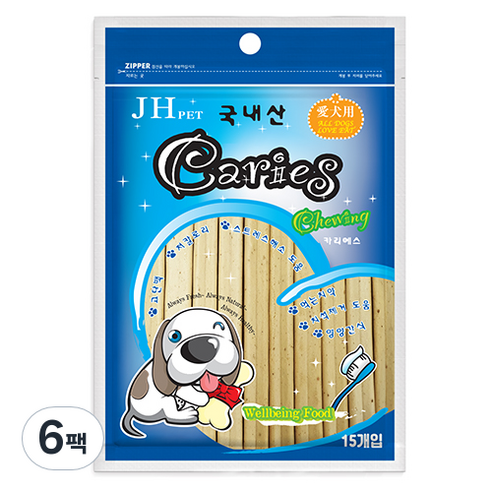 카리에스 강아지 치약껌, 6팩, 분유치즈맛