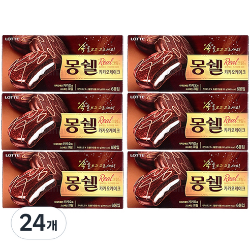 롯데제과 몽쉘 카카오 생크림 케이크, 192g, 24개