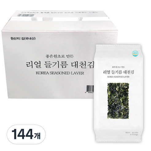리얼 들기름 대천김, 4g, 144개