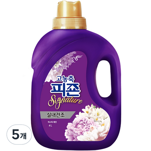 피죤 고농축 실내건조 시그니처 미스틱레인 본품, 4L, 5개