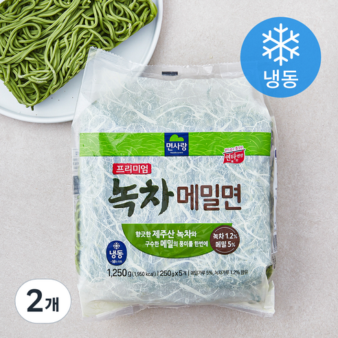 면사랑 프리미엄 녹차 메밀면 (냉동), 1.25kg, 2개
