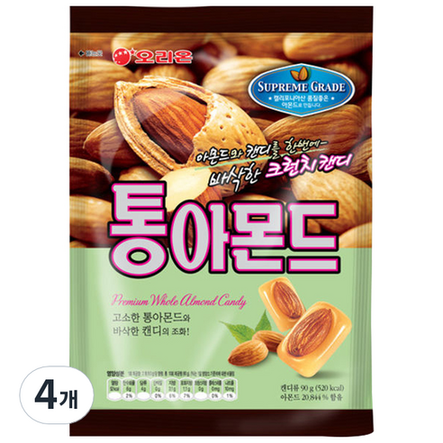 오리온 통아몬드 캔디, 90g, 3개