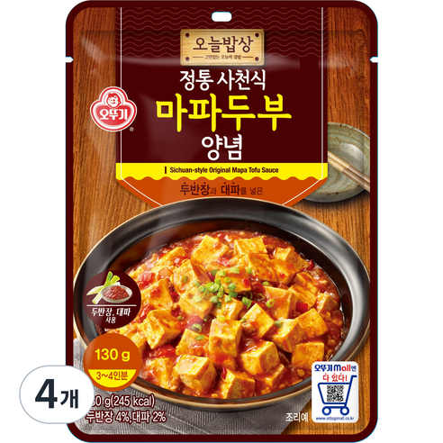 오뚜기 오늘밥상 정통 사천식 마파두부 양념, 130g, 4개