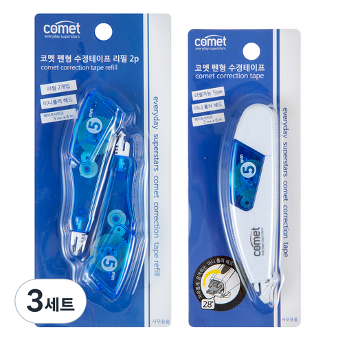 코멧 수정테이프 + 리필 2p, 3세트