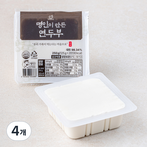 한둘 명인이 만든 연두부, 125g, 4개