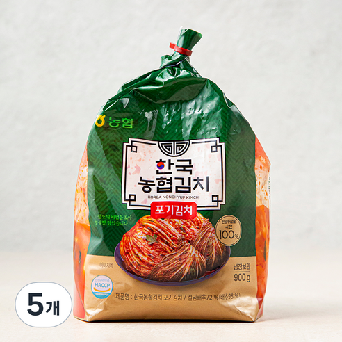 한국농협김치 포기김치, 900g, 5개