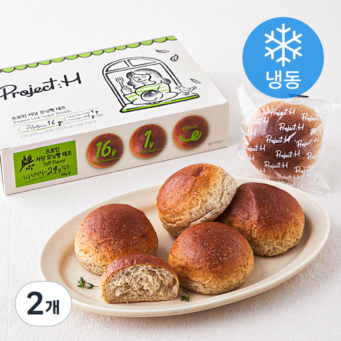 프로젝트H 프로틴 저당 모닝빵 테프 (냉동), 29g, 6개입, 2개