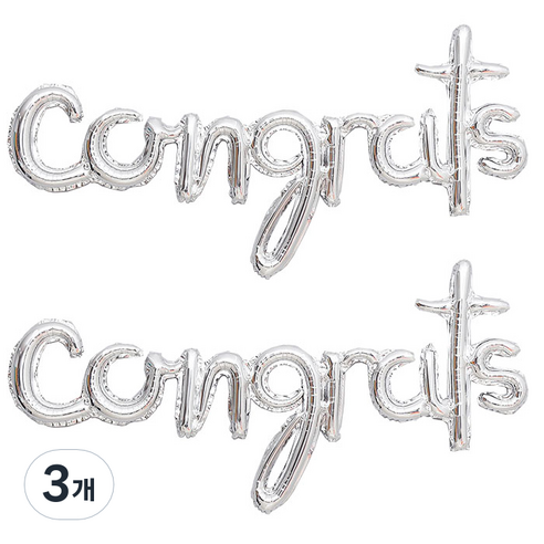 조이파티 이니셜 은박풍선 congrats 2p, 실버, 3개