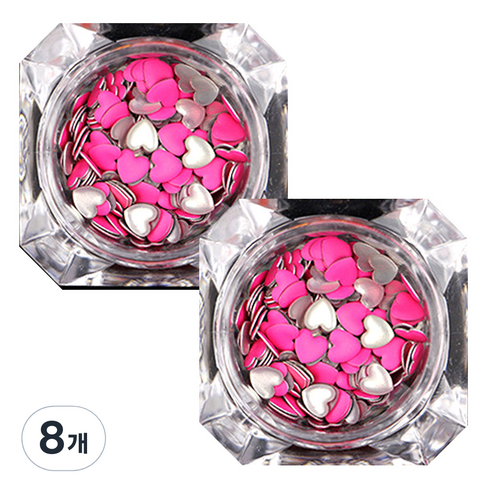 이코디 하트스터드 글리터 4mm, 핑크, 8개