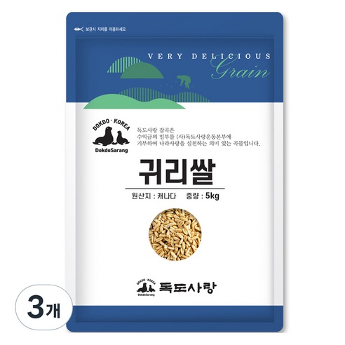독도사랑 귀리쌀, 5kg, 3개