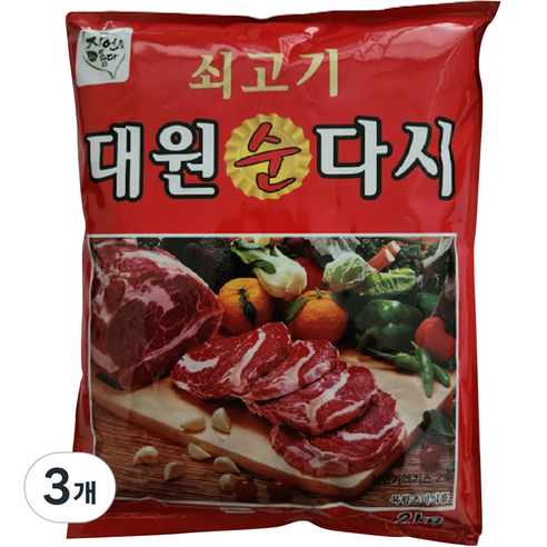 대원 쇠고기 순 다시다, 2kg, 3개
