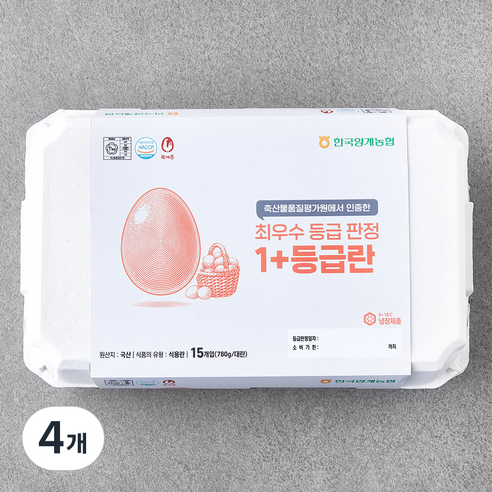 목계촌 1+ 등급 계란 780g, 15구, 4개