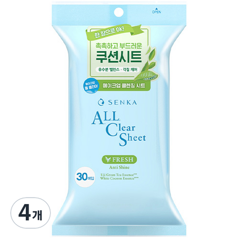 센카 올 클리어 시트 프레시, 30개입, 4개